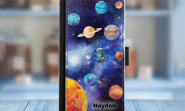 Etui na telefon Galaxy A41 z motywem kosmosu i planet.