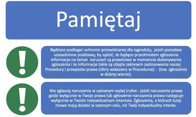Pamiętaj o zasadach ochrony sygnalisty. Zgłaszaj naruszenia, gdy działasz w dobrej wierze i w szerszym celu.