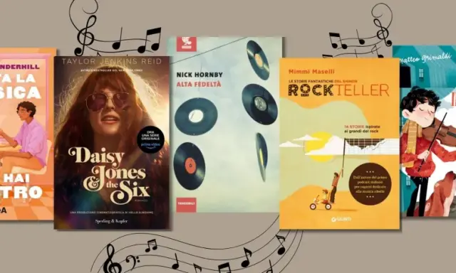 Cinque copertine di romanzi sulla musica, tra cui "Tutta la musica che hai dentro" e "Daisy Jones & The Six".