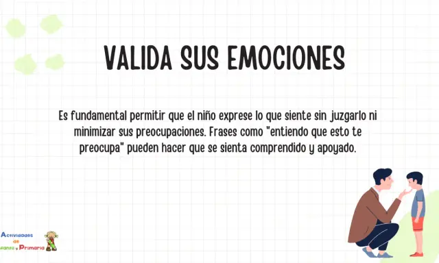 Un adulto consuela a un niño, validando sus emociones para aliviar la ansiedad en niños.