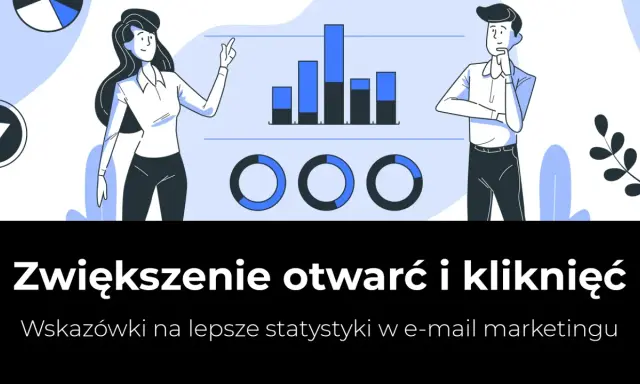 Kobieta i mężczyzna analizują wykresy, by zwiększyć otwarcia i kliknięcia w e-mail marketingu.