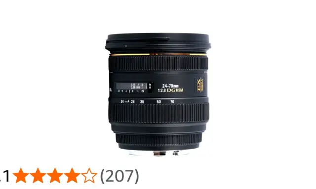 Obiettivo zoom Sigma 24-70mm 1:2.8 DG HSM, ideale per ritratti e paesaggi.