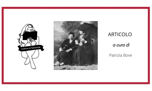 Ritratto di Matilde Serao e un uomo, con un'illustrazione di una donna che legge e la scritta "Cultura al femminile".