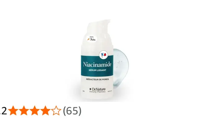 Sérum lissant Dr.Nature à la niacinamide, idéal pour réduire l'apparence des pores. Une formule 100% Yuka pour une peau lisse.