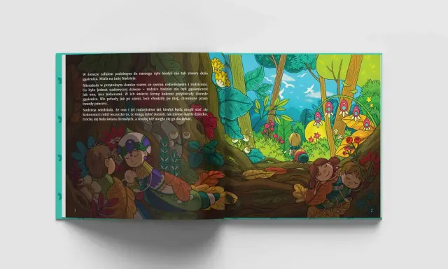 W świecie, gdzie wszystko rozpada się, Nadzieja, mała gąsienica, marzy o przemianie w kokon. Ilustracja przedstawia ją z rodzeństwem w bajkowej scenerii.