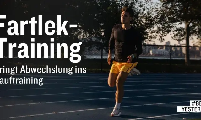 Ein Mann läuft auf einer blauen Laufbahn. Das "Fartlek-Training" bringt Abwechslung ins Lauftraining.