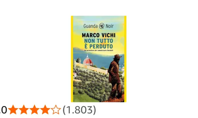 Copertina del libro "Non tutto è perduto" di Marco Vichi, un'avventura del commissario Bordelli. La copertina mostra un uomo di spalle con un cappello, sullo sfondo una collina con alberi e una cupola rossa.