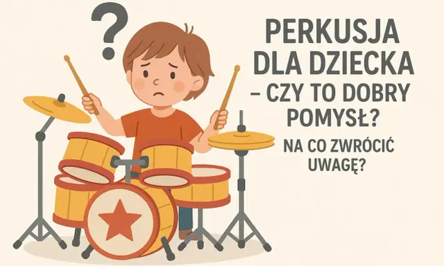 Zamyślony chłopiec z pałeczkami przy perkusji. Czy to dobry pomysł na rozwijanie wartości rytmicznych? Na co zwrócić uwagę?