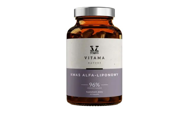 Kwas alfa-liponowy w kapsułkach Vitama Nature. Suplement diety, 90 sztuk. Wsparcie dla tarczycy.