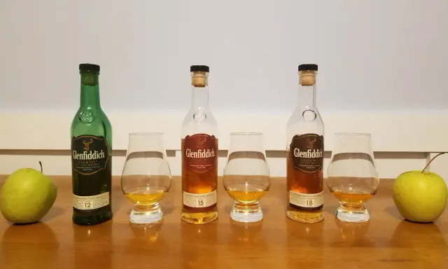 Degustacja Glenfiddich 12, 15 i 18 lat. Zbieram glenfiddich 18 opinie, porównując z młodszymi wersjami.