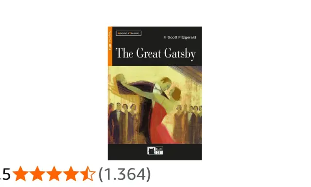 Copertina di "The Great Gatsby" di F. Scott Fitzgerald, un classico tra i libri di Francis Scott Fitzgerald, con una coppia che balla e un pubblico sullo sfondo.