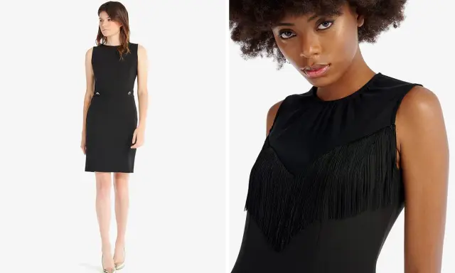 Come abbinare un tubino nero: un modello classico e uno con frange per un look audace.