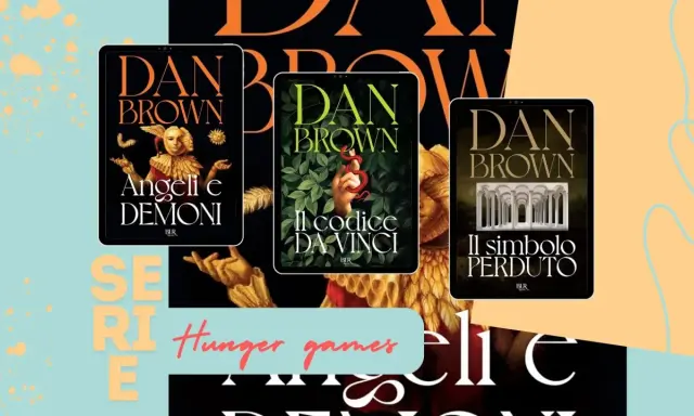 Copertine dei libri "Angeli e Demoni", "Il codice da Vinci" e "Il simbolo perduto" della trilogia di Dan Brown.