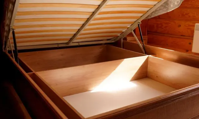 El canapé no se sostiene, dejando al descubierto su interior de madera y el somier.