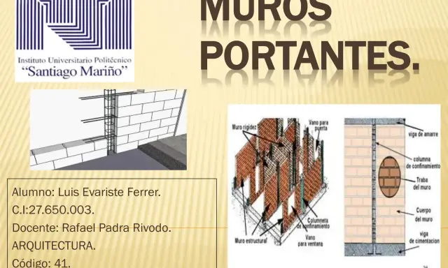 Ilustración de un muro apilastrado con detalles de construcción, columnas de confinamiento y vigas.