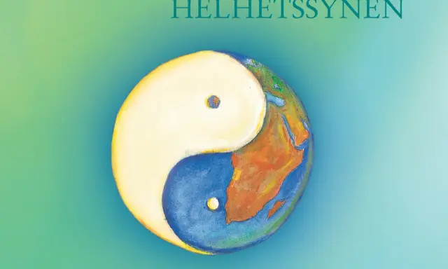 Jordklotet format som en yin yang-symbol, med texten "HELHETSSYNEN" ovanför.