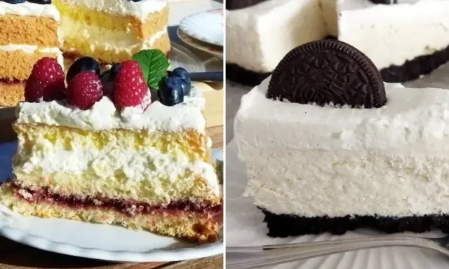 Dwa pyszne ciasta: biszkopt z owocami i kremem, oraz sernik Oreo. Idealne na szybkie ciasto z serkiem mascarpone.