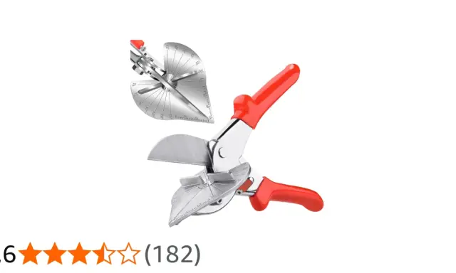 Herramienta para cortar a inglete con cuchillas afiladas y guías de ángulo precisas. Ideal para trabajos de carpintería y bricolaje.