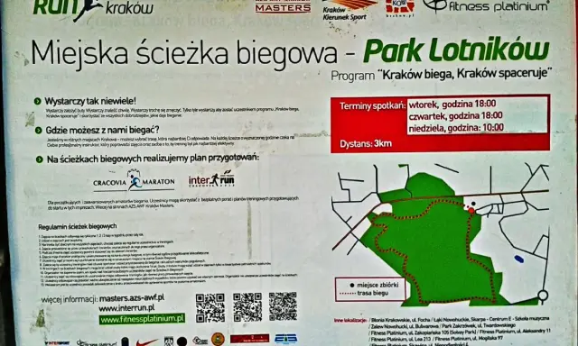 Park Lotników Polskich zaprasza na miejską ścieżkę biegową. Program "Kraków biega, Kraków spaceruje" oferuje treningi 3km.