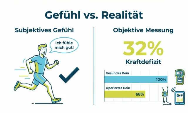Läufer fühlt sich gut, doch die Leistungsdiagnostik zeigt ein Kraftdefizit von 32%. Die Kosten für solche Analysen sind oft gut investiert.