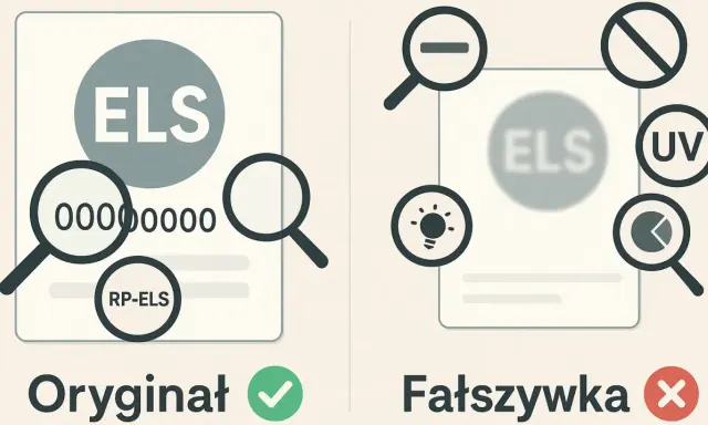 Oryginał vs. fałszywka: jak zrobić legit check? Porównanie cech dokumentu, w tym numeru RP-ELS, pod lupą i w świetle UV.