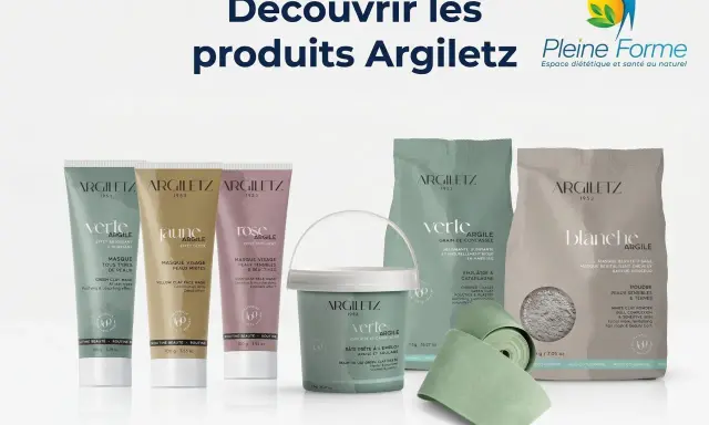 Une sélection de produits Argiletz, dont un masque argile verte, pour une routine beauté naturelle.