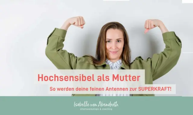 Eine Frau zeigt stolz ihre Muskeln. Sie ist eine hochsensibel Mama, deren feine Antennen zur Superkraft werden.