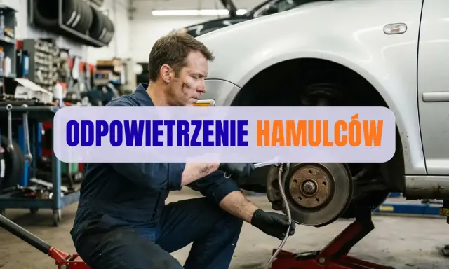 Mechanik odpowietrza hamulce z ABS w warsztacie, dbając o bezpieczeństwo na drodze.