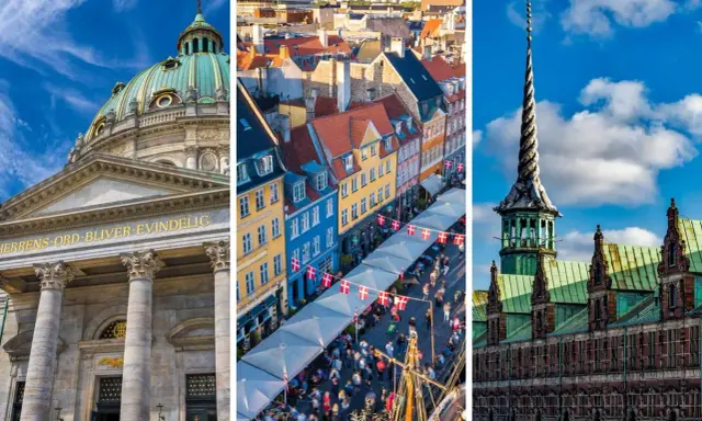 Kopenhaga zabytki: Marmurowa katedra, kolorowe kamienice Nyhavn i zabytkowa wieża giełdy.