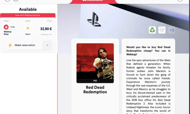 Gra Red Dead Redemption na PS5 dostępna w Wakkap za 32,90€. Przeżyj epicką przygodę na Dzikim Zachodzie.