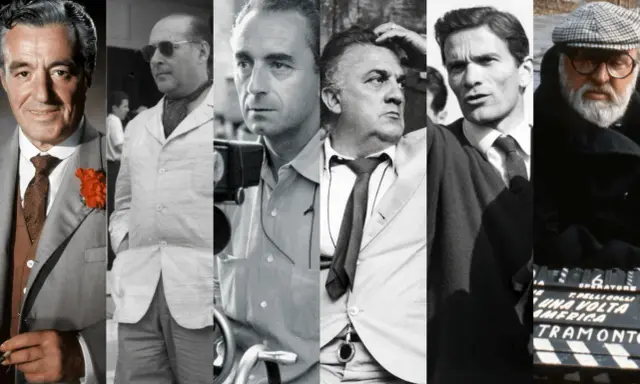 Cinque registe donne in un collage di immagini d'epoca, con un ciak di "C'era una volta in America".