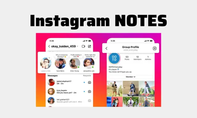 Zrzut ekranu z Instagrama pokazujący funkcję "Notatki na IG" oraz profil grupy OOTD Everyday.