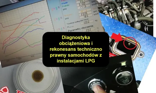 Wykresy z hamowni, silnik, próbka oleju i przycisk start/stop.