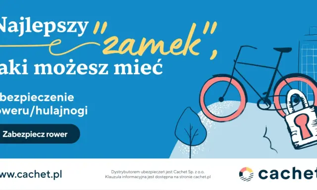 Najlepszy "zamek" dla Twojego roweru to ubezpieczenie od kradzieży. Zabezpiecz swój rower z Cachet.