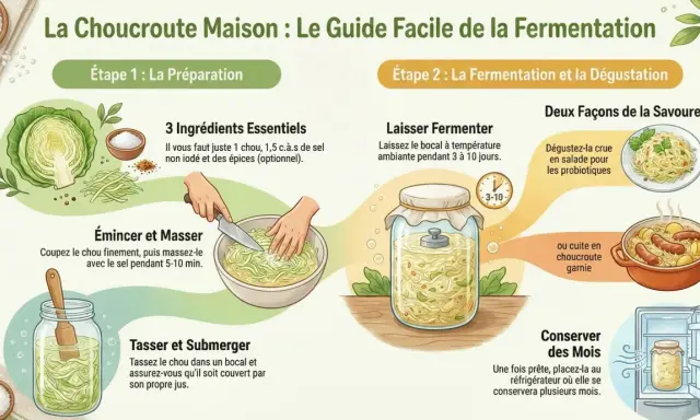 Guide pour faire la choucroute maison : préparation, fermentation et dégustation. Apprenez ce qu'est la choucroute et comment la préparer facilement.