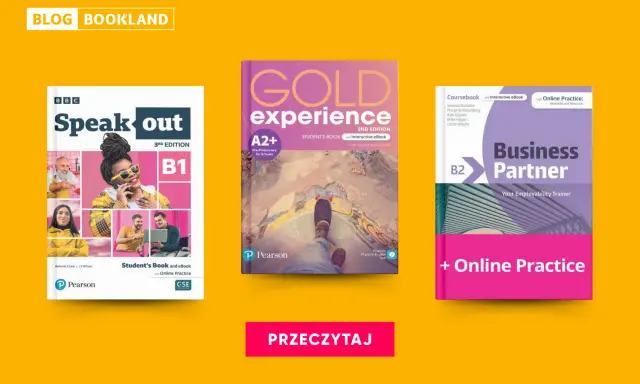 Trzy podręczniki do nauki języka angielskiego: "Speak Out B1", "Gold Experience A2+" i "Business Partner B2". Idealne teksty po angielsku z tłumaczeniem.