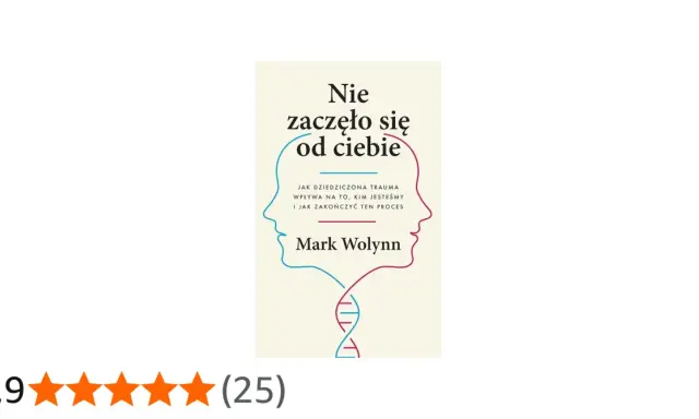 Okładka książki "Nie zaczęło się od ciebie" Marka Wolynna. Dwie sylwetki twarzy połączone spiralą DNA.