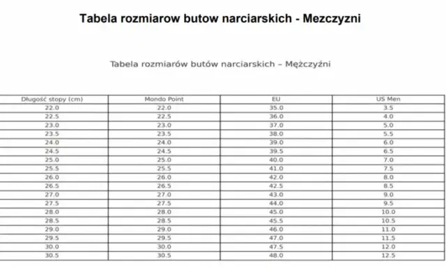 Rozmiar buta narciarskiego 24 Mondopoint: EU 38? Idealne dopasowanie