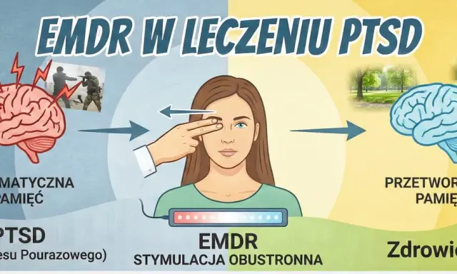 EMDR co to? Wizualizacja leczenia PTSD: od traumatycznej pamięci do przetworzonej, dzięki stymulacji obustronnej.