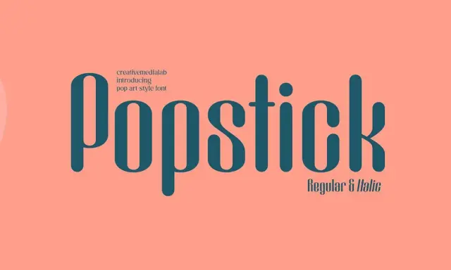 Catálogo de tipos de letras para Word: la fuente "Popstick" en estilo pop art, con versiones Regular e Italic.