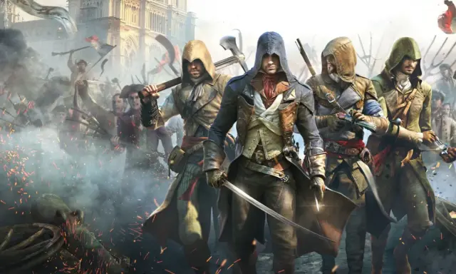 Czterech zabójców w kapturach, gotowych do walki w rewolucyjnym Paryżu. To kluczowy moment z gry Assassin's Creed Unity.