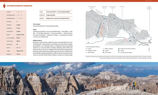 Via ferrata Brigata Tridentina w Dolomitach: mapa, trasa, trudność i czas przejścia. Wspinaczka 500m, 3h. Widoki zapierają dech w piersiach!