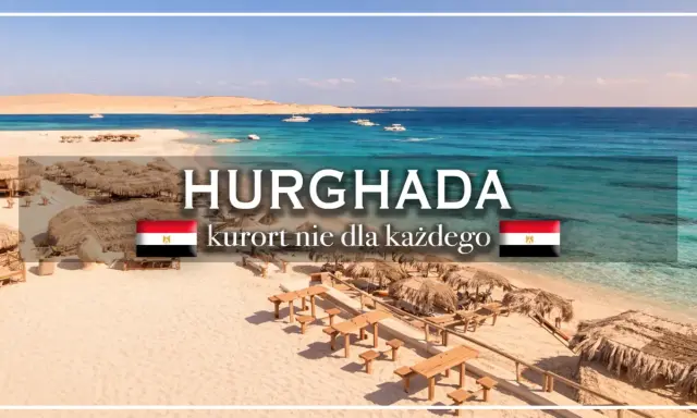 Hurghada, Egipt. Temperatura w grudniu idealna na plażowanie. Piękna plaża, turkusowa woda, łodzie na morzu.