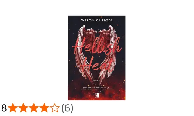 Okładka książki "Hellish Heat" Weroniki Płoty. Krwawiące skrzydła anioła na tle ognia.