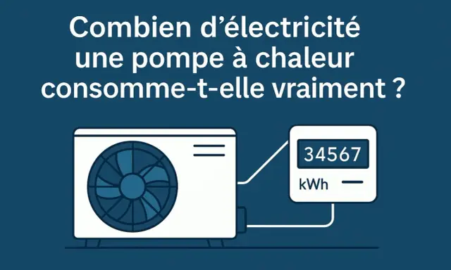 Une pompe à chaleur pour le chauffage, avec un compteur affichant 34567 kWh.