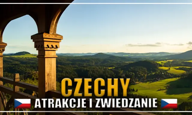 Widok na zielone czeskie góry z drewnianej wieży widokowej. Idealne miejsce na wycieczkę!