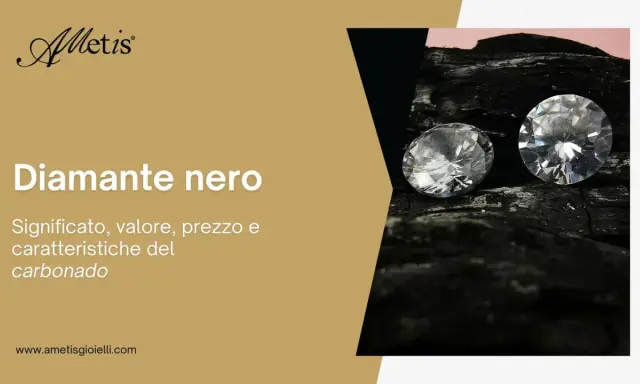 Il **diamante nero** carbonado, con il suo fascino unico, è al centro di questa immagine.
