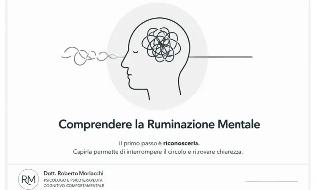 Testa con pensieri aggrovigliati, simbolo di ruminazione mentale. Capirla aiuta a interrompere il circolo vizioso.