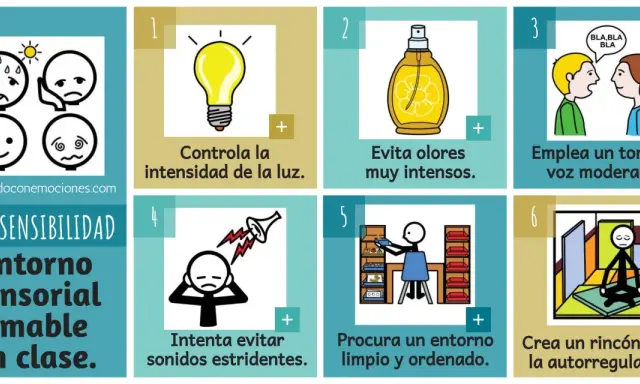 Consejos para la hipersensibilidad sensorial: controla luz, olores, sonidos, voz, orden y crea un rincón de autorregulación.