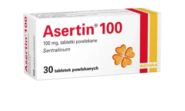 Opakowanie Asertin 100 mg, zawierające 30 tabletek. Przed zastosowaniem warto zapoznać się z ulotką dotyczącą potencjalnych asentra skutki uboczne.